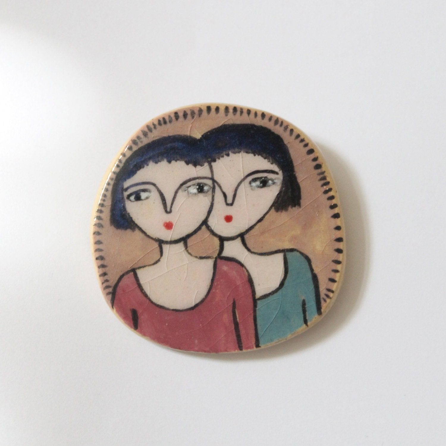 Ceramic Brooch "Dos" Handmade Accessorie