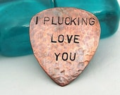 Personalized Guitar Pick - Hand Stamped Copper Guitar Pick Rustic Reversible 2 Sided Custom -  Mens Gift - Music Lover engraved