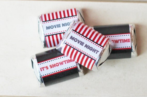 INSTANT DOWNLOAD Printable Movie Night Mini Candy Wrappers - concession stand movie party Il_570xn