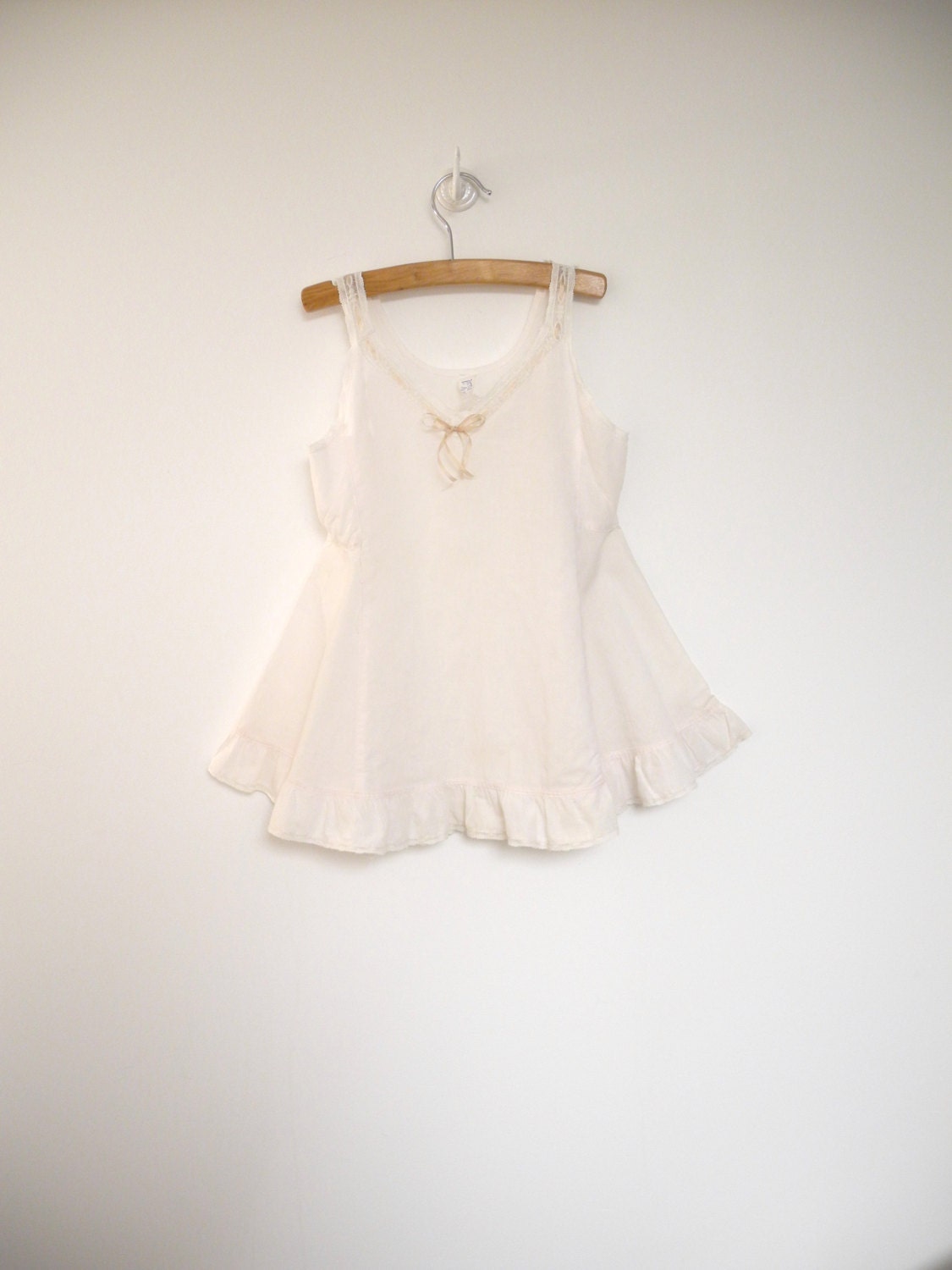 1950's White and Pale Pink Cotton Slip
