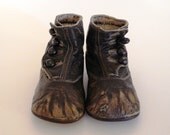 Turn of the Century Black Leather High Button Shoes