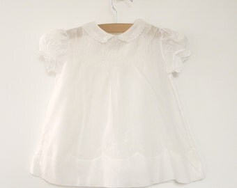 1950's Handmade, Embroidered White Dress with Coordinating Petticoat