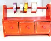 Painted Ribbon Holder Cabinet, Craft Shelf Cabinet Coral Home Decor