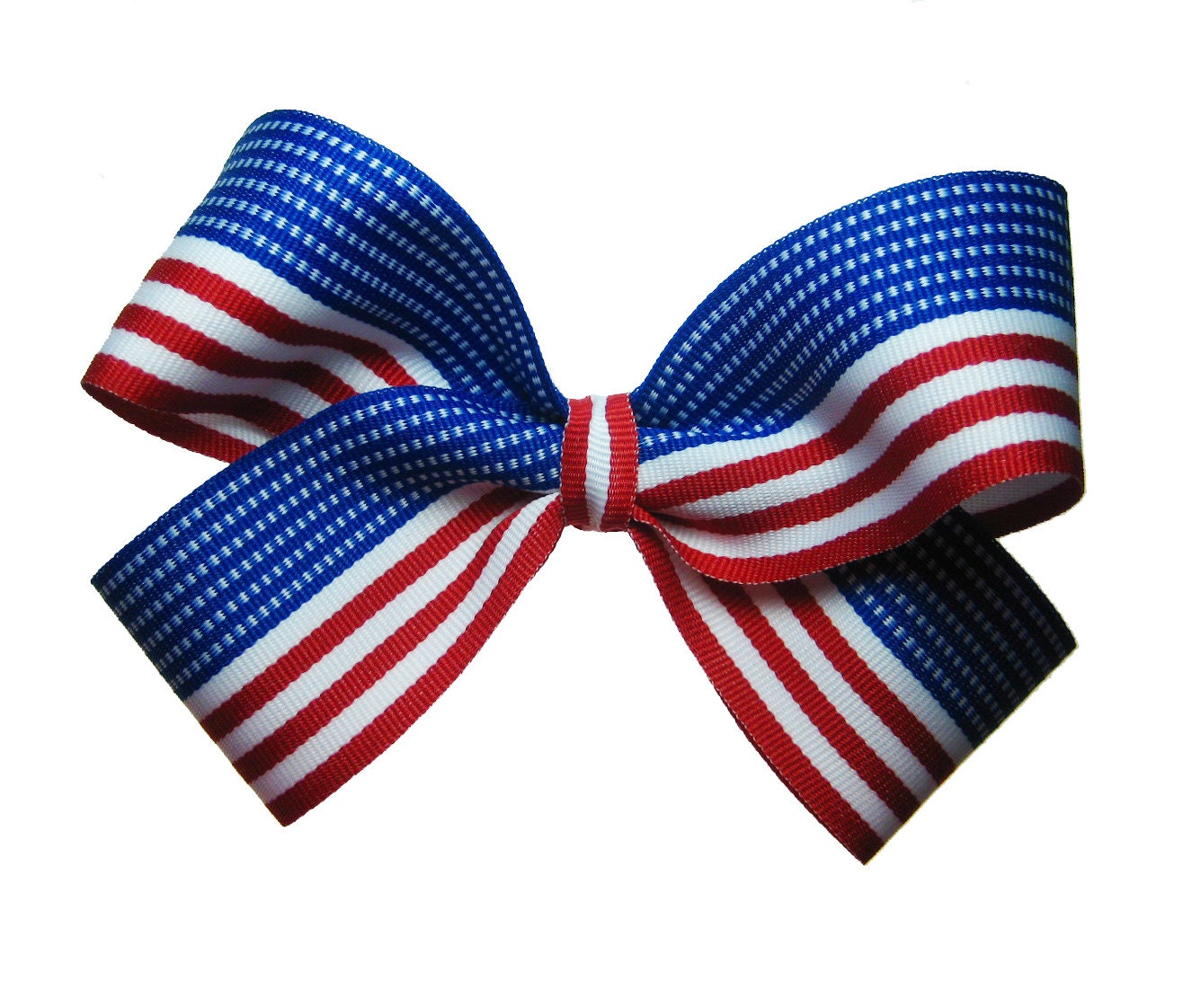 4th of July USA Flag Patriotic Large Hair Bow in Red White and Blue Stars and Stripes