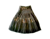 Vintage Chocolate Brown Corduroy Tiered Skirt , Gypsy, Equestrian Style, Riding Skirt, 1990s
