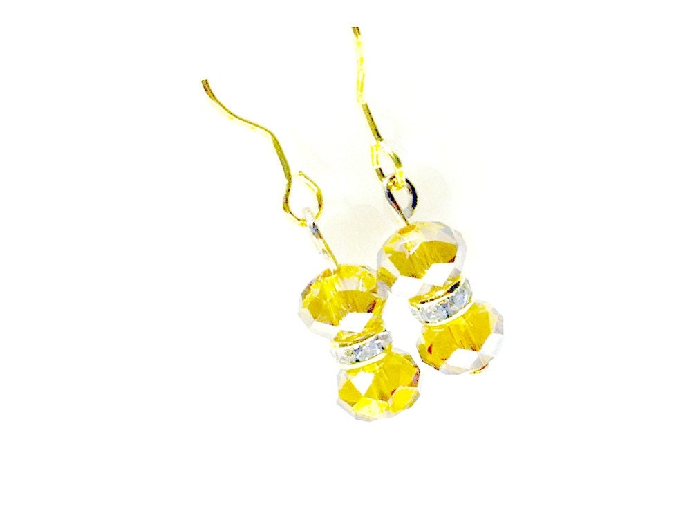 Saffron Yellow Crystal Earrings
