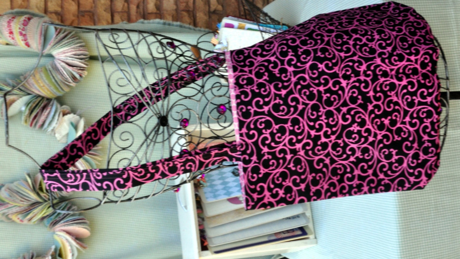 Pink and Black Canvas Market Day Tote
