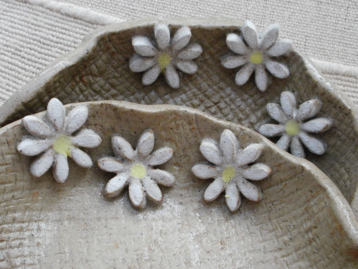 Pair of small nibbles dishes / tapas dishes / trinket bowls / tealight holders / ring catchers - stoneware / blue butterflies
