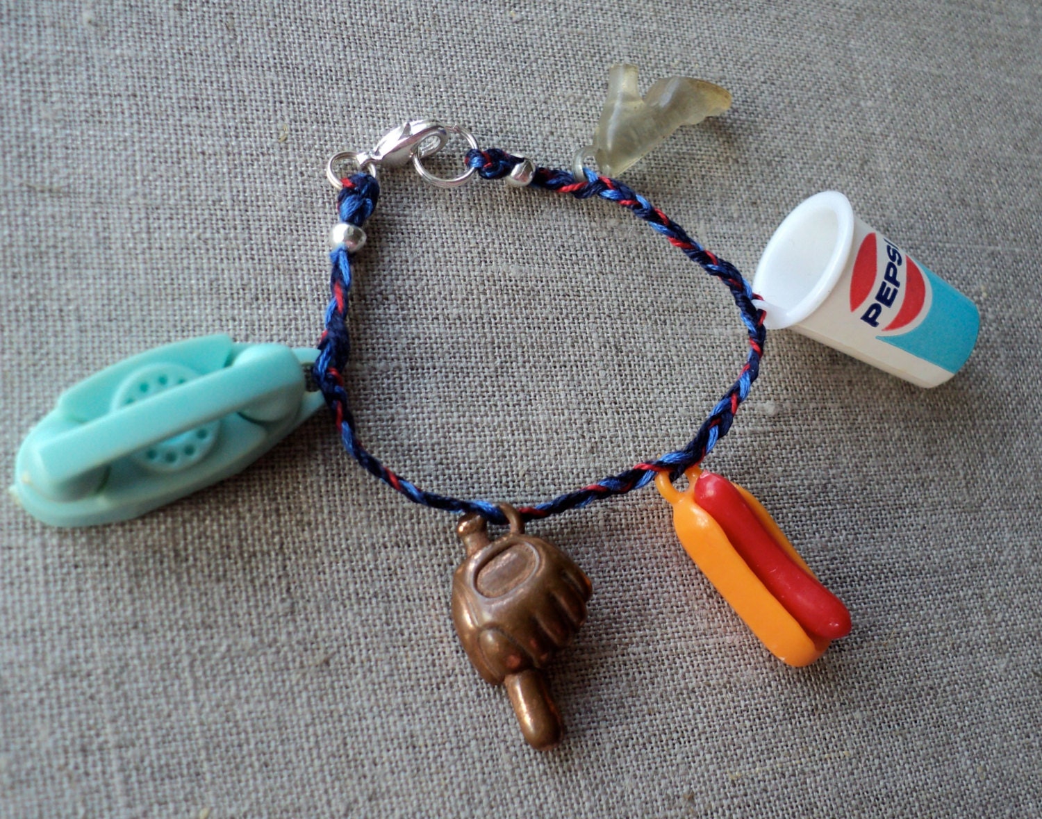 Charm bracelet princess phone hot dog baseball pepsi