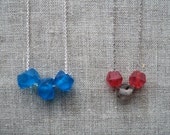 recycled glass beads red blue gray silver choker necklace chain
