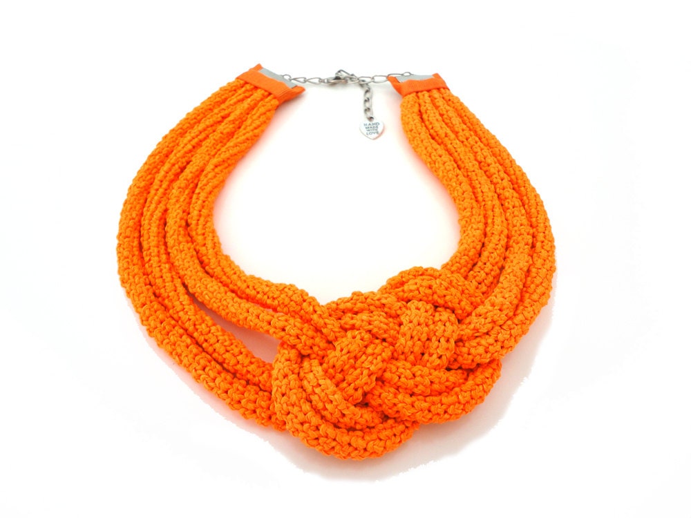 Neon Orange Nautical Statement Necklace - ChichiKnots