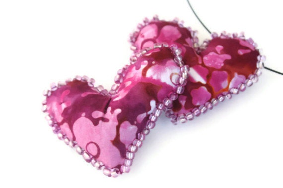 Valentines Day Hearts  - Soft Sculpture Hearts Purple Blue Valentines Day