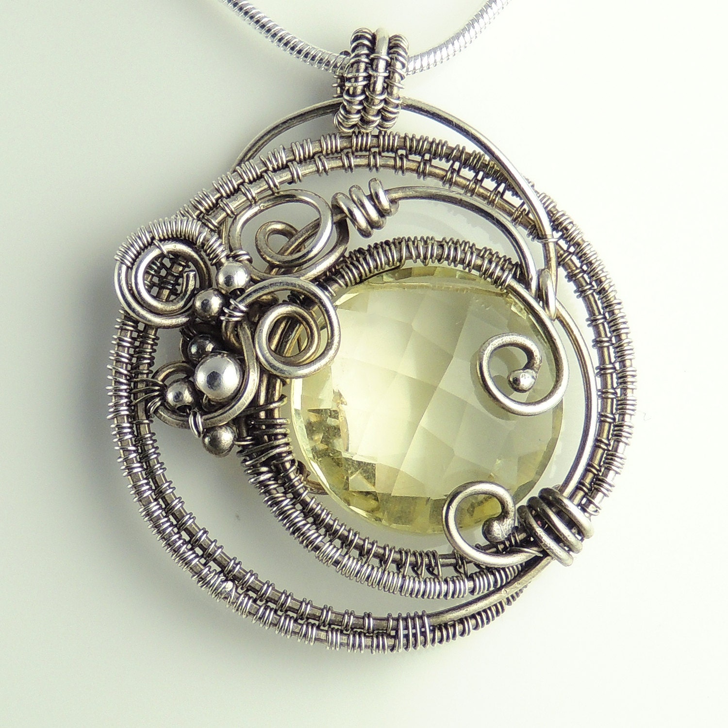 AAA Lemon Quartz Sterling Silver Dreamcatcher Necklace