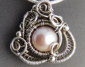 Pink Freshwater Pearl Silver Bridal Coral Drop Necklace