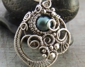 Turquoise Freshwater Pearl Silver Bridal Necklace