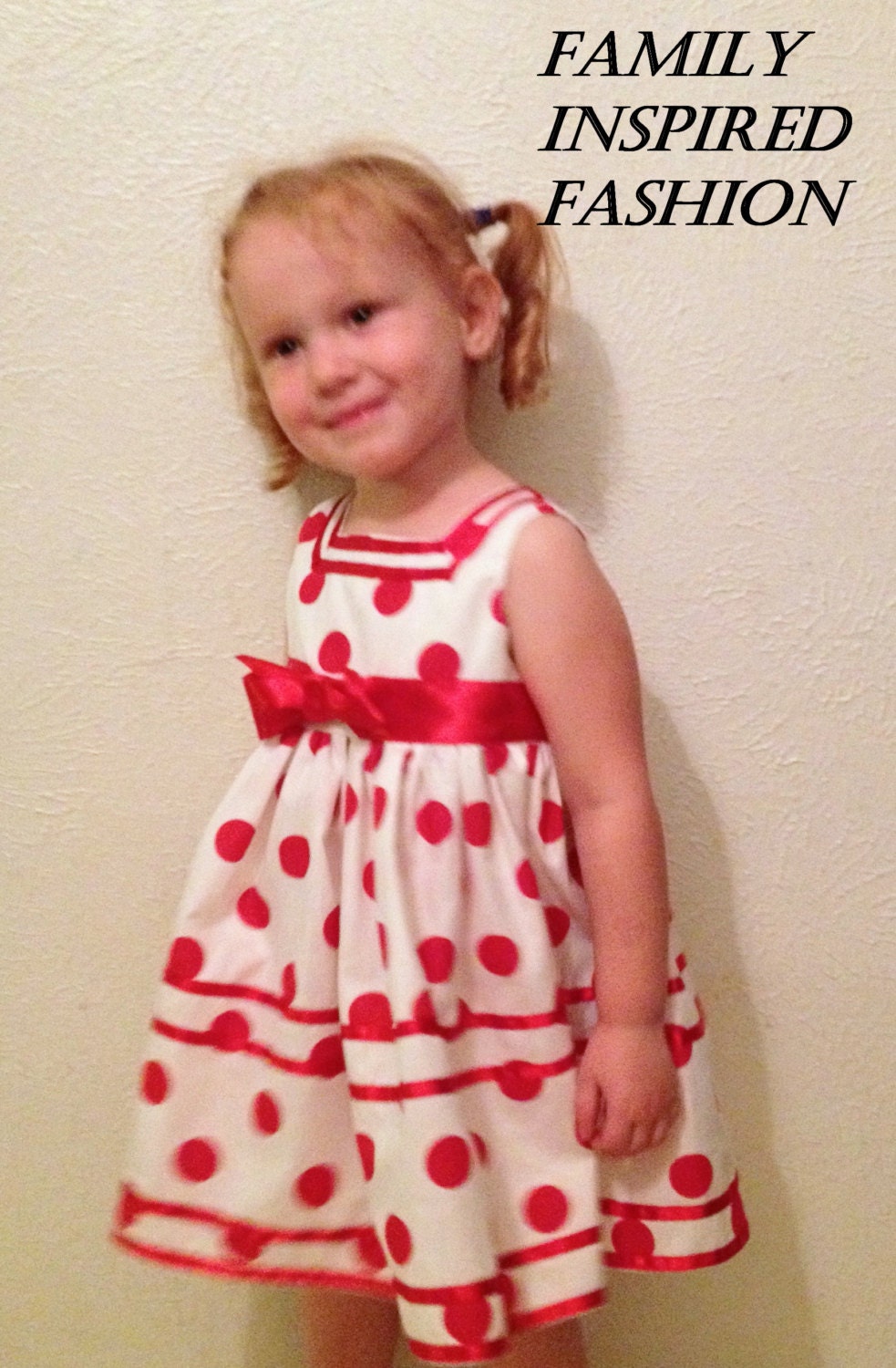 Girls size 3 white with red polka dots dress