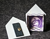 Charming House Shaped Handmade Gift Box with Purple Elephant for Hostess Housewarming Gift