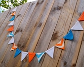 Orange and Turquoise Chevron and Felt Bunting Il_170x135