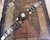 FRENCH GODDESS CAMEO cut steel  vintage assemblage antique bracelet
