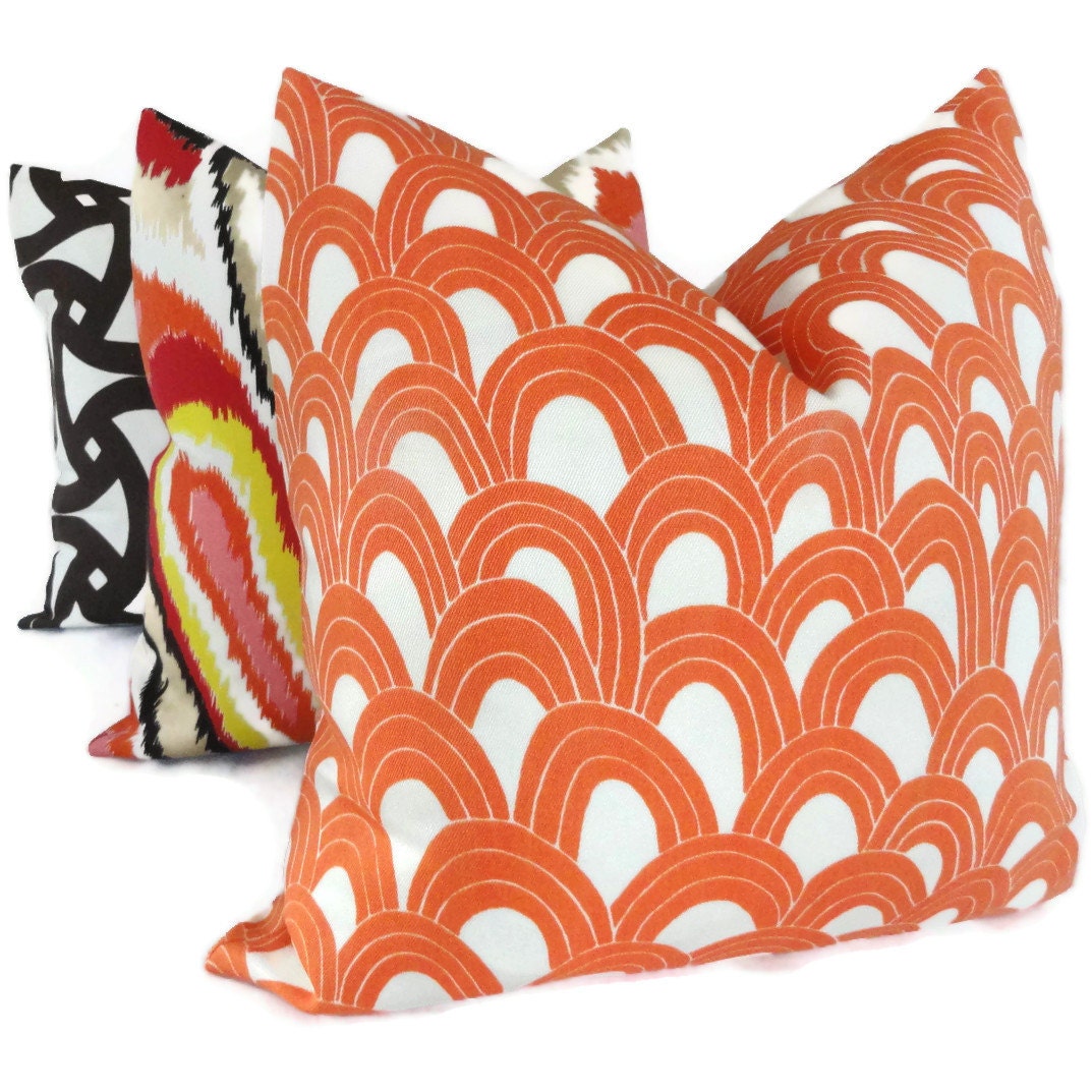 Trina Turk Persimmon Arches Designer  Indoor Outdoor Pillow Cover, Schumacher, 18x18, 20x20,22x22
