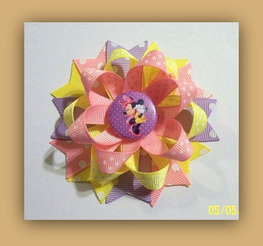 Ready To Ship, Minnie Mouse Boutique Hair Bow Clip for Girls.
