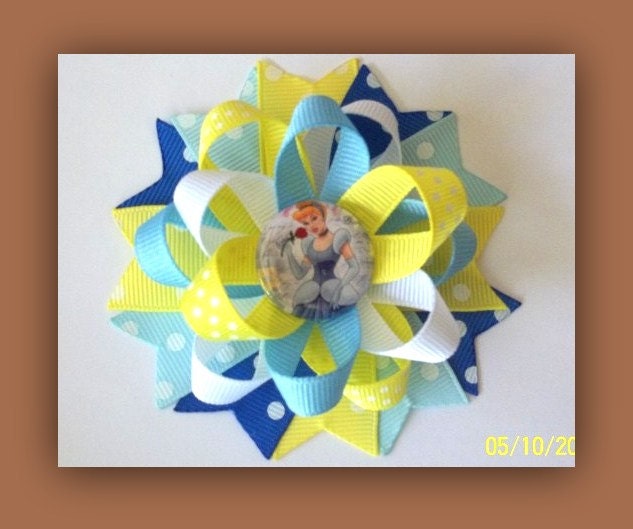 Ready To Ship, Princess Cinderella Boutique Hair Bow Clip for Girls.