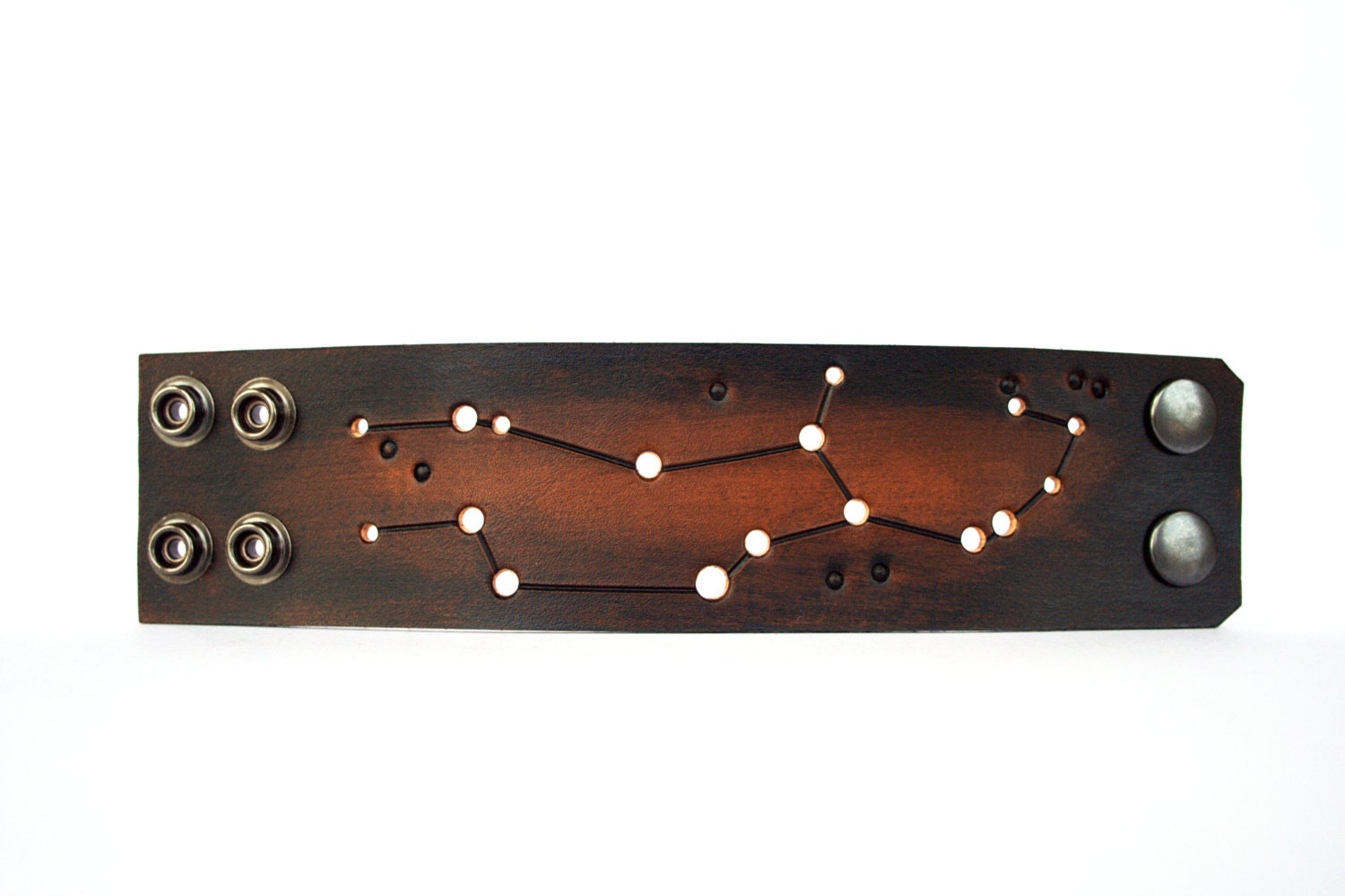 Mens Virgo constellation leather cuff