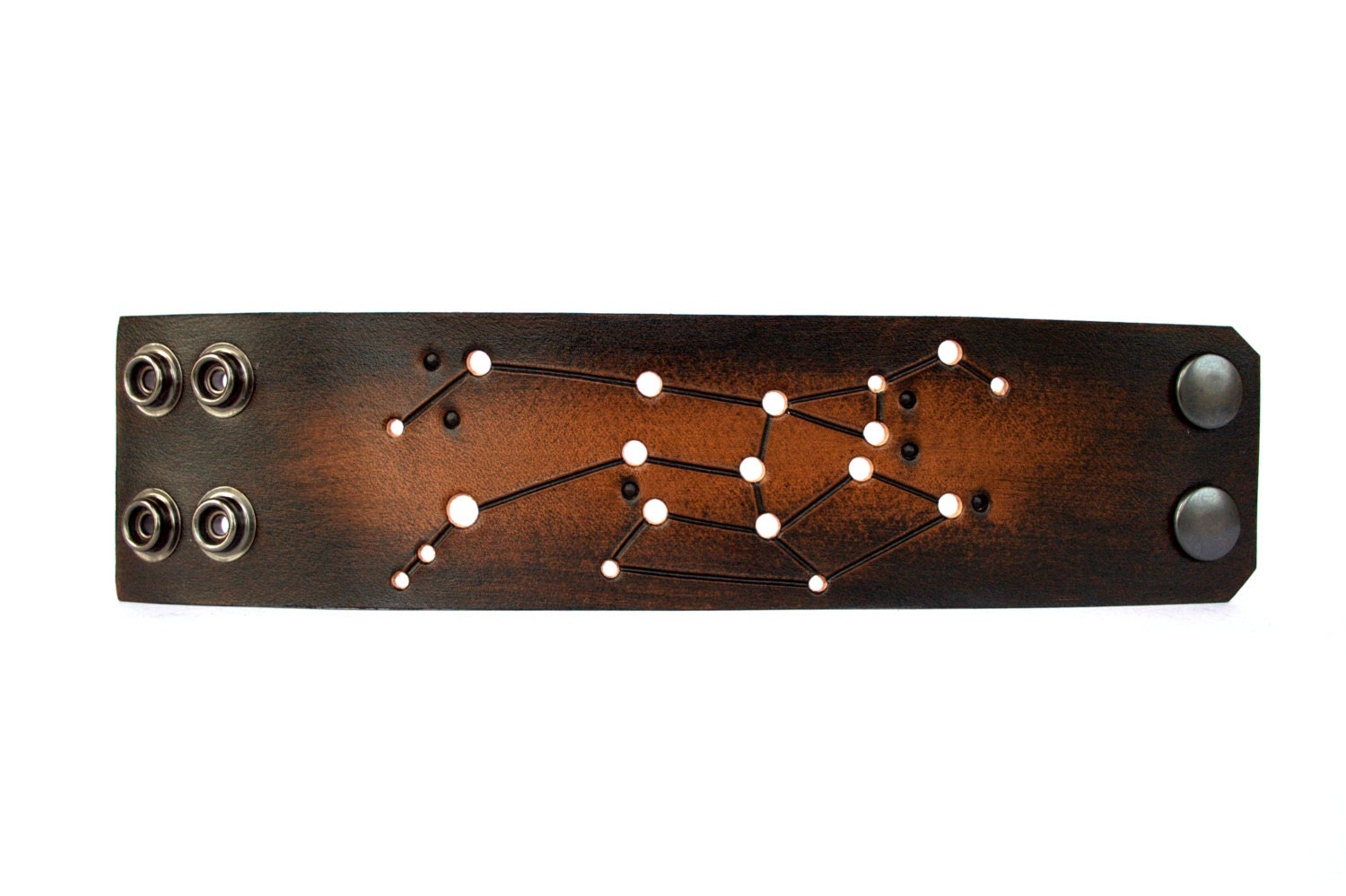 Mens leather cuff Sagittarius constellation