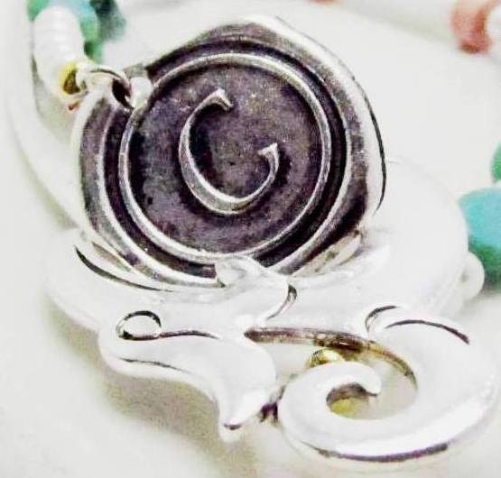 Monogrammed Initial  Bookmark, Antique Silver Personalized Jewelry, Initials,Great Gift for Mother's Day.- FREE SHIPPING.