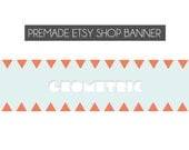 etsy shop banner - Geometric - premade, made to order banner - simple, modern, triangles, geometric, coral, red, white, mint