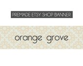 premade etsy shop banners - Orange Grove - custom, made to order - vintage, orange, green, typewriter, font