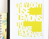 Use Lemons - Lemonade print - Yellow typography poster of hand drawn type