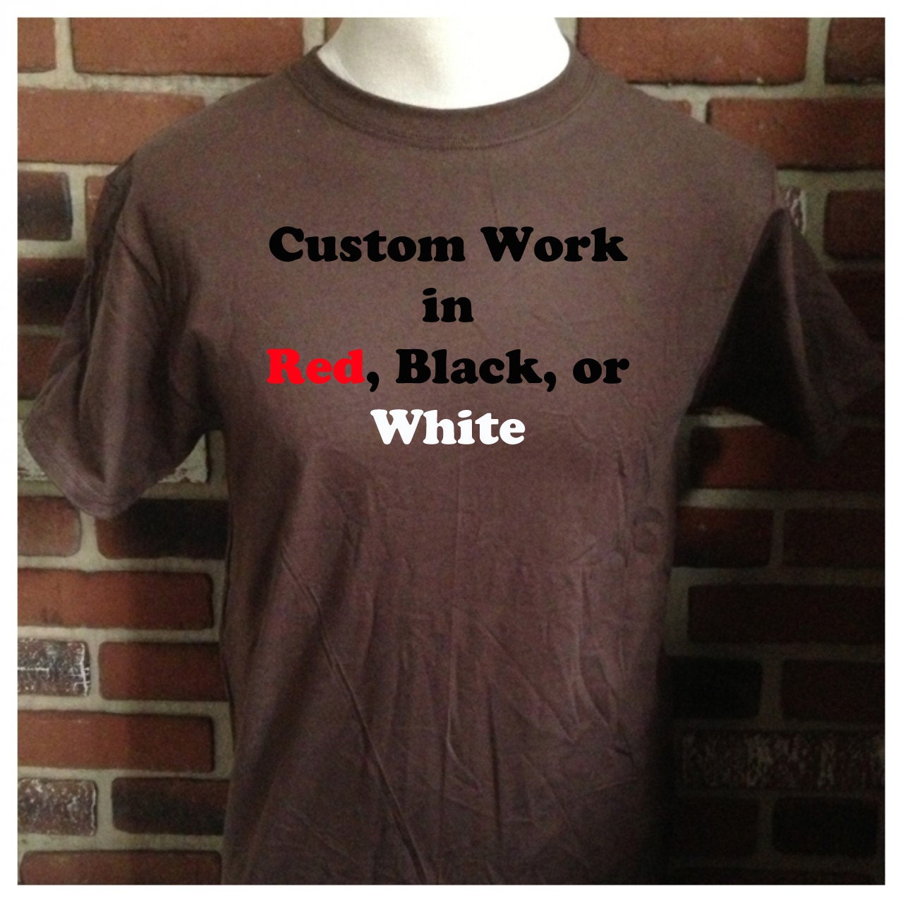 1 1/2" Letters on Brown - Fully Customized 80s Style T-Shirt