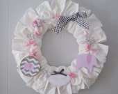 Girl Diaper Wreath-Pink and Grey Chevron Elephant Diaper Wreath