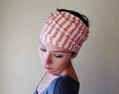 Striped Coral Head Scarf, Hair Wrap, Headband - Womens Hair Accessories - Coral Peach Head Scarves with Stripes