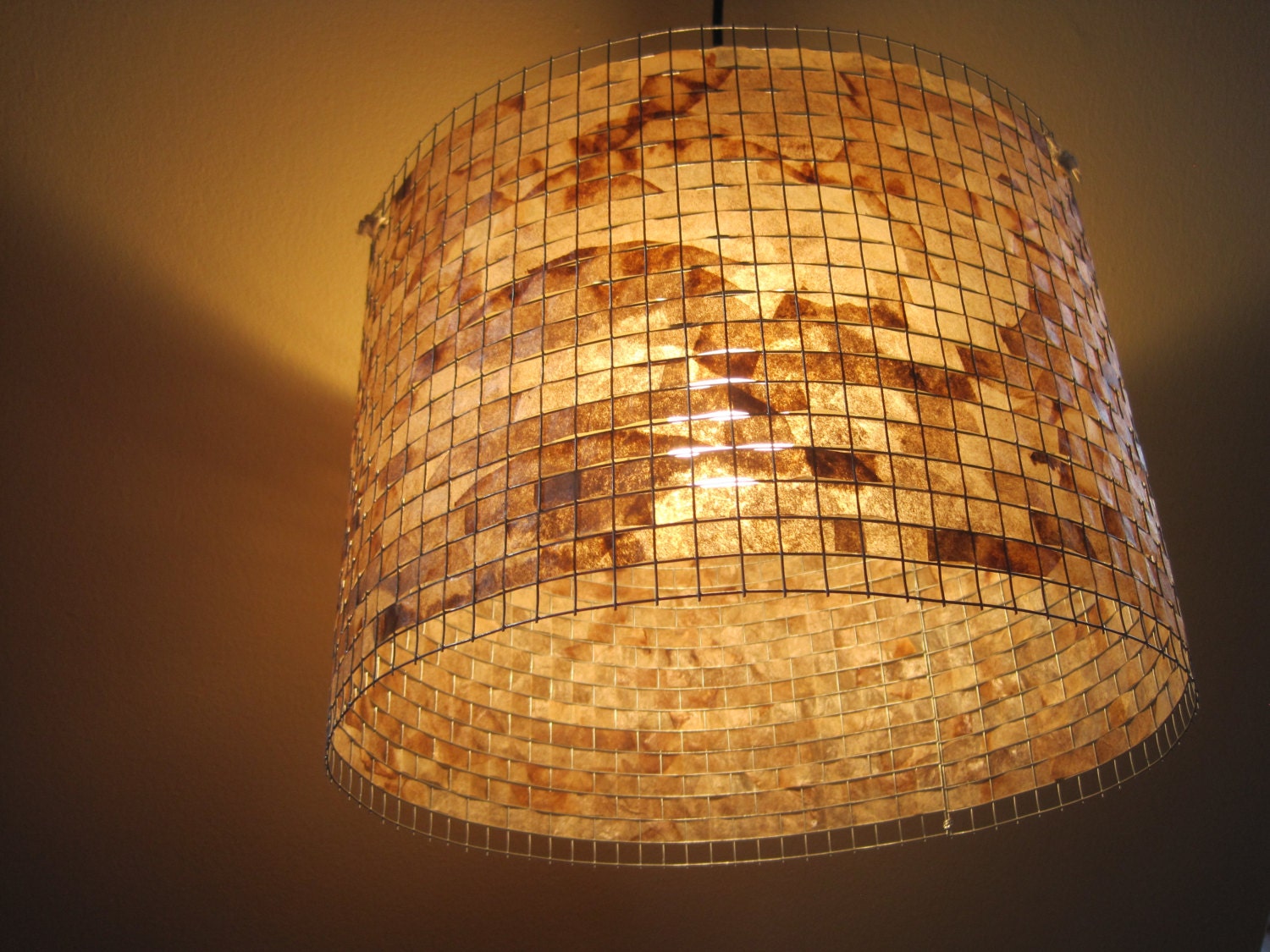 COFFEE FILTER ART - Hanging Light Ceiling Lighting Unique Hanging Pendant Light Chandelier Drum Shade Gift Idea
