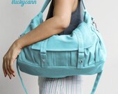 Fathers day sale ASTER // Aqua // 016 //Hand made Canvas Bag by Luckycann // Sale