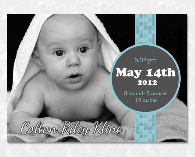 Photo Birth Announcement Design - Printable DIY (digital file) -Customized for you