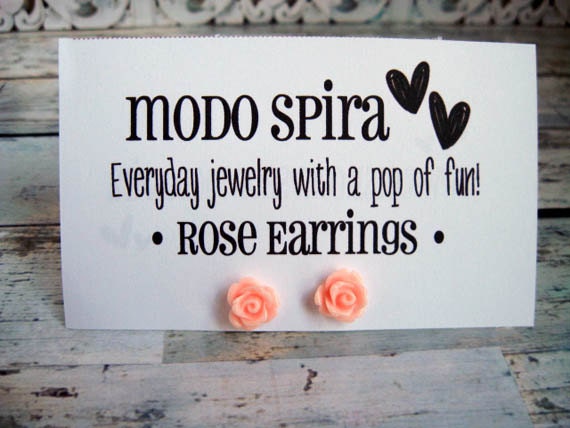 Peach Rose Earrings