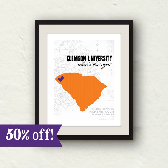 SALE - 11x14 Clemson Tigers - Clemson University - Clemson tigers decor - 11x14 Clemson print