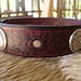 Custom Bridle Leather Dog Collar. 1 1/4" Diablo Concho Collar with Embossed Hibiscus Design.  Size Medium or  Large.