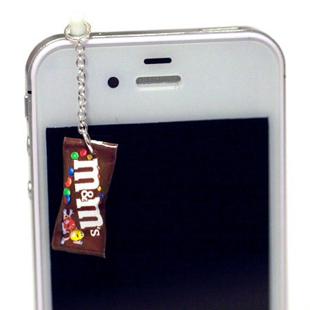 Kawaii M&M CANDY (BROWN) Iphone Earphone Plug/Dust Plug - Cellphone Headphone Handmade Decorations