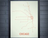 Chicago Lineposter Screen Print - Mint/Rust
