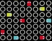 18 x 20 LAMINATED cotton fabric Smirk PUL pac-man (aka oilcloth, coated) Waterproof BPA free Exclusive