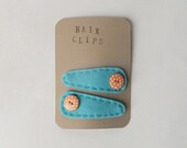 Bright Blue an Orange Felt Hairclips