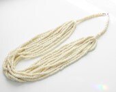 Vintage Multi Strand Carved Bone Necklace 60s