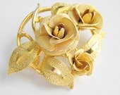 Vintage Coro Rose Flower Brooch 50s