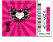 Rock Star Full Invite  TIcket  Digital Custom Invitation Card  PRINTABLE