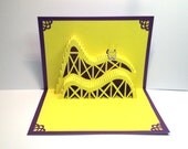ROLLER COASTER 3D Pop Up Card. Greeting Card, Birthday, Vacation, Home Decoration Handmade Origamic Architecture in Bright Yellow and Purple