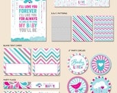 Retro Rain Baby Shower - "Hostess Essentials" PRINTABLE Party Collection (Pink and Teal)